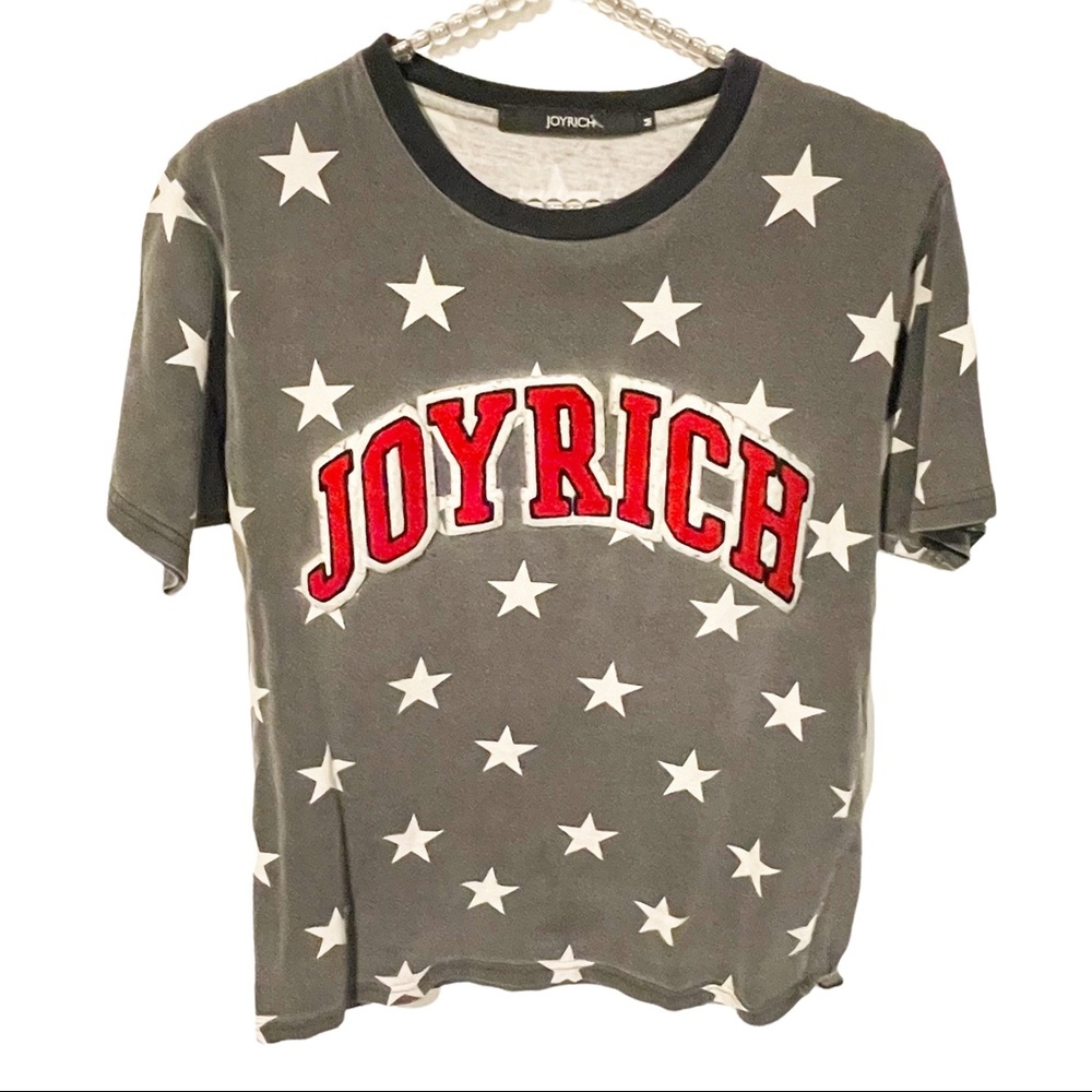 Joyrich‎ Size Medium Star Print Grey Crewneck Short Sleeve Cotton Tshirt